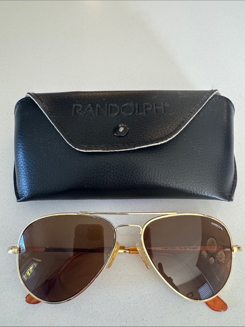 Randolph Engineering Aviator Polarized Sunglasses in 23 K Gold plated frame